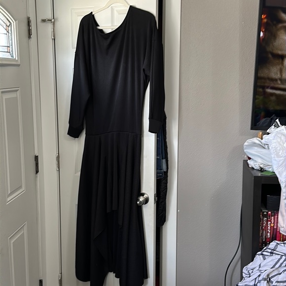 Thick Free People Ribbed Long Sleeve Black Dress - Picture 8 of 16
